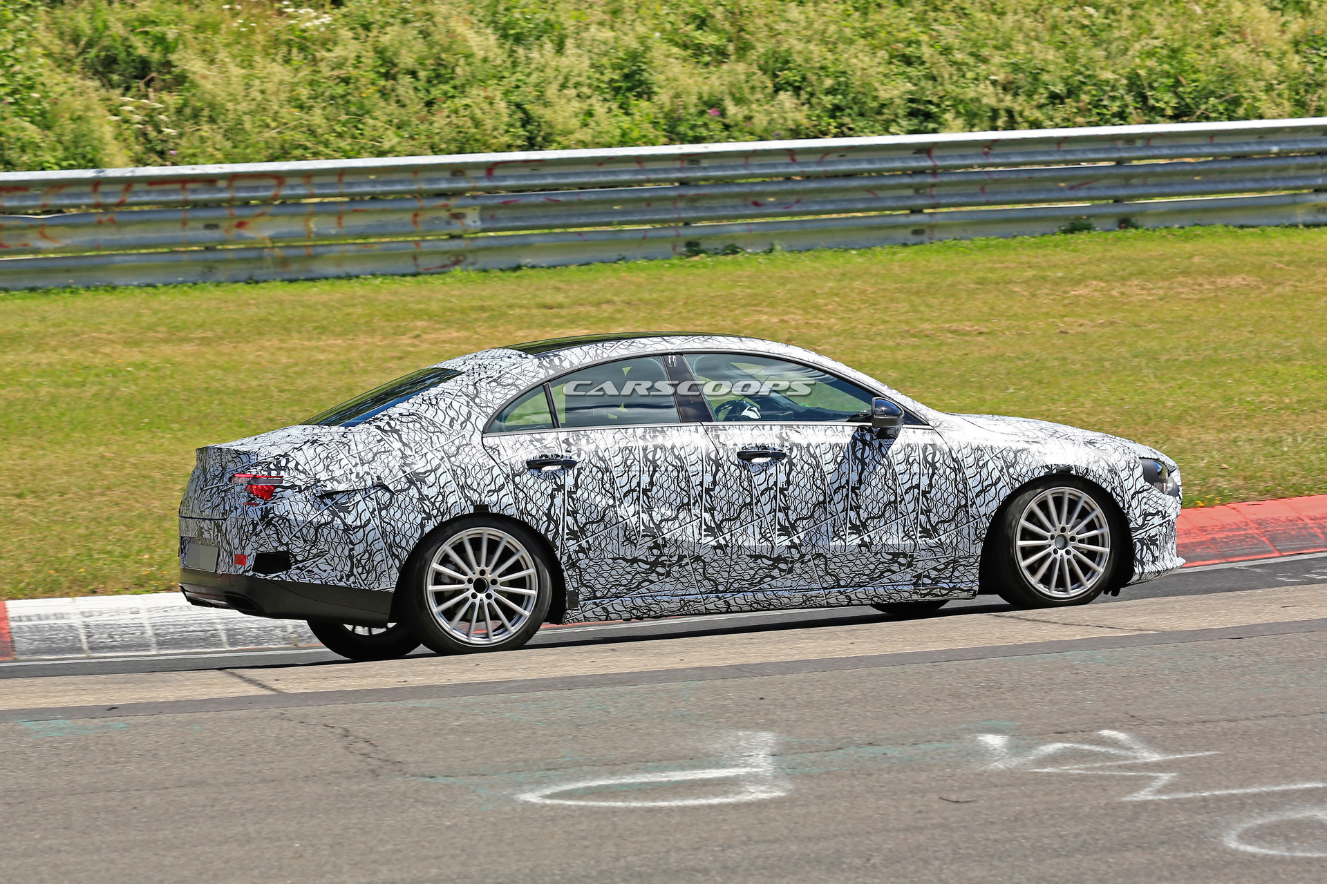 2019-mercedes-cla-prototype-less-camo-6 2019 Mercedes CLA Puts On Tighter Fitting Camo For Track Test