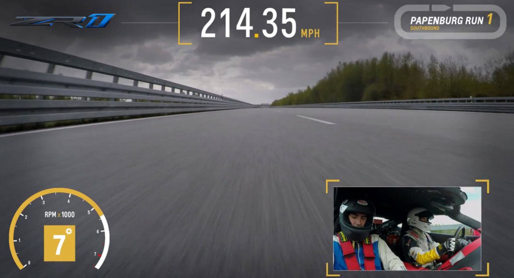 Chevrolet Corvette ZR1 Shown Hitting Almost 215 MPH