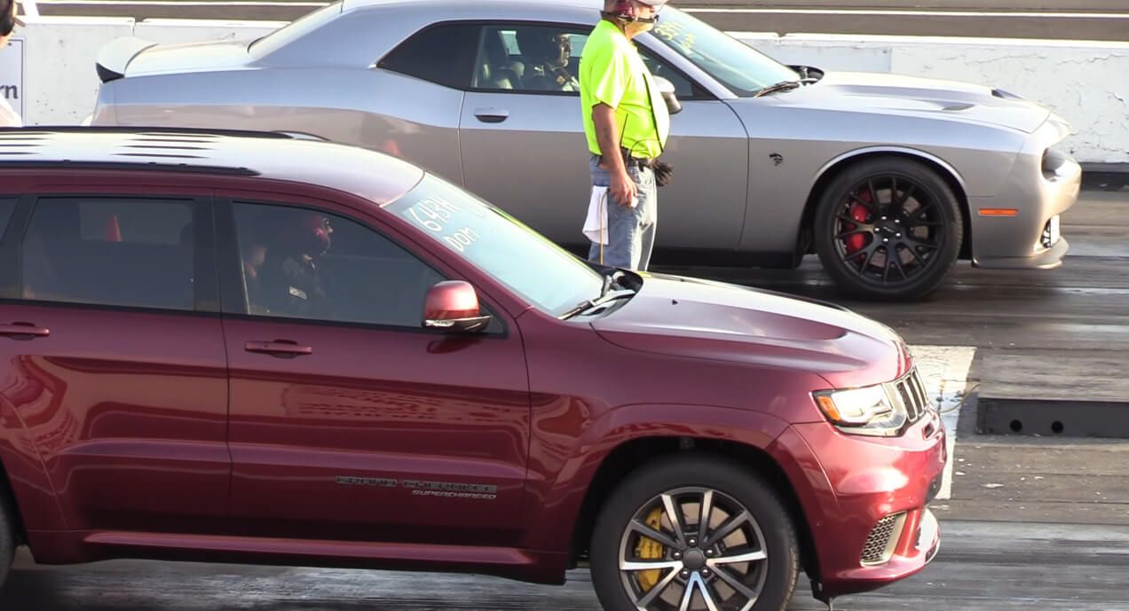 Jeep Trackhawk Vs. Challenger Hellcat Drag Race Could Go Either Way |  Carscoops