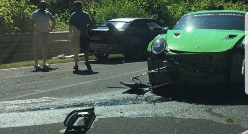 Lizard Green Porsche 911 GT3 RS Wrecked After Nurburgring Crash