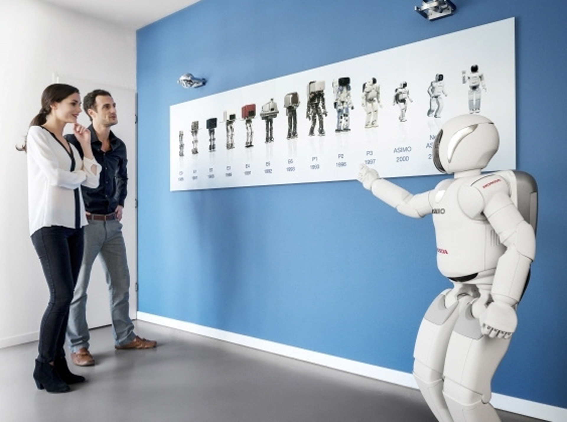 ASIMO shows visitors a timeline of Honda's robotic research Honda Says Goodbye To Asimo – But Not Its Underlying Technologies