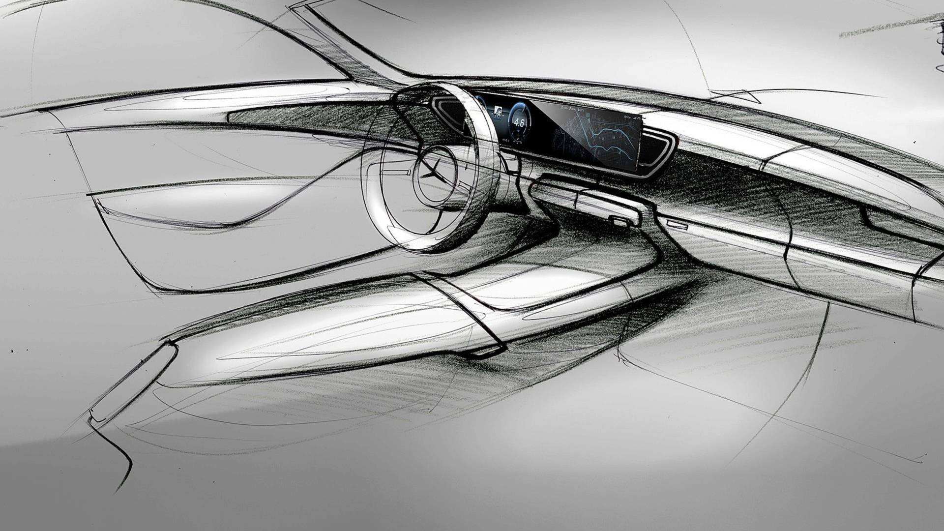 Mercedes-Benz-GLE-Interior-3 Sketches Reveal Sleek Interior Of 2019 Mercedes-Benz GLE