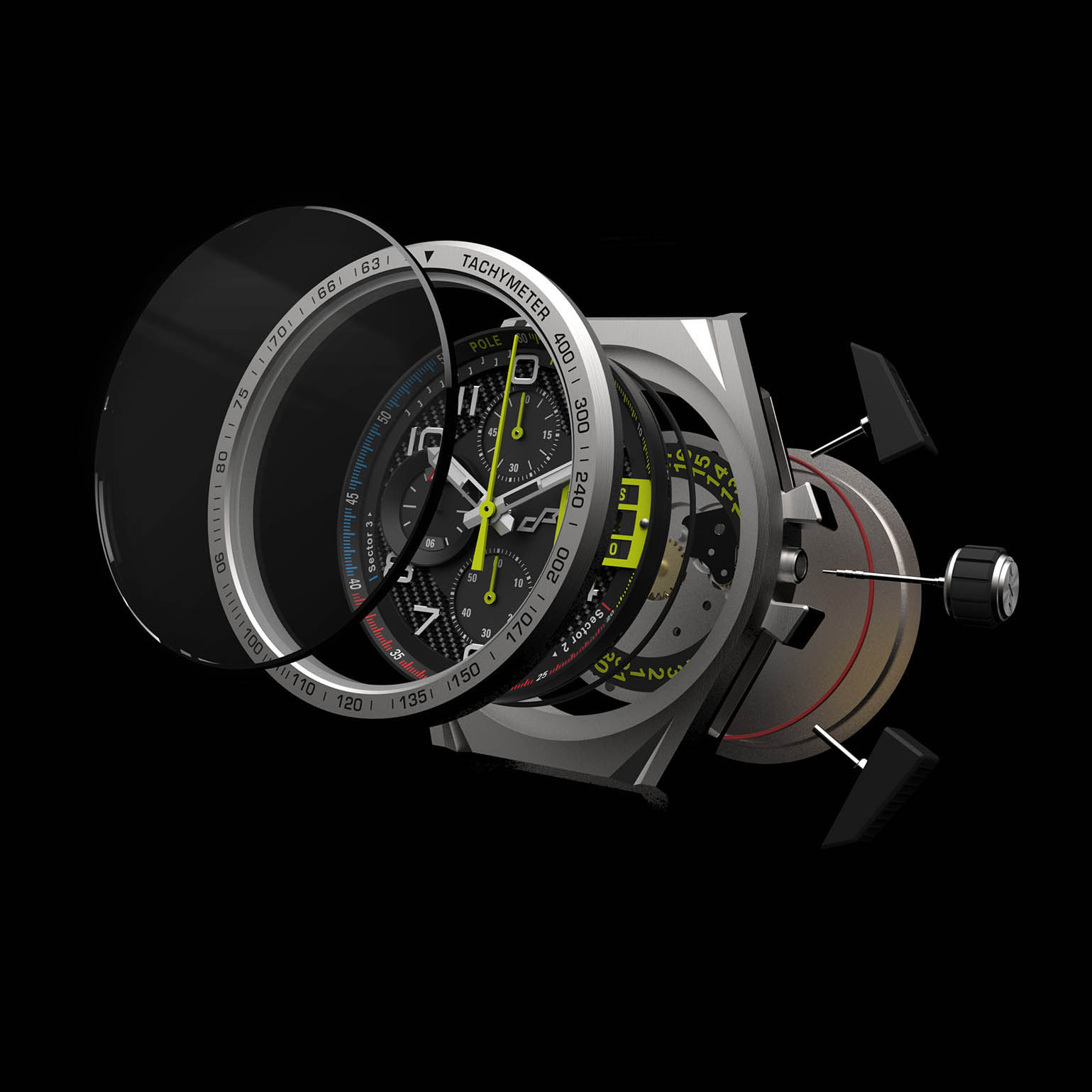 pacemasters-paddock-chronograph-silver_case_exploded_view PaceMasters Paddock Chronograph Puts An F1 Pit Board On Your Wrist