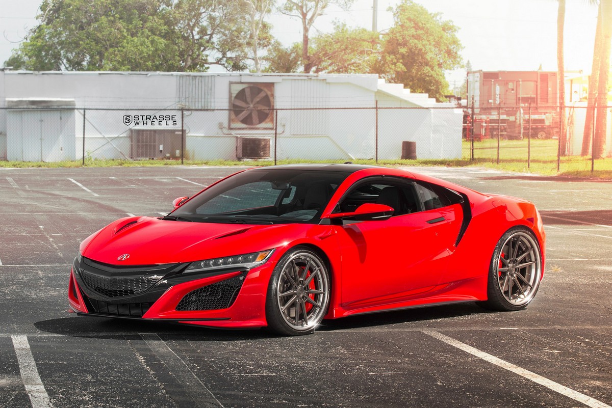 Acura-NSX-Strasse-4 Acura NSX Looks Killer With Strasse Wheels And Curva Red Paint