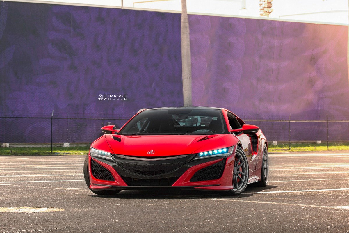 Acura-NSX-Strasse-2 Acura NSX Looks Killer With Strasse Wheels And Curva Red Paint