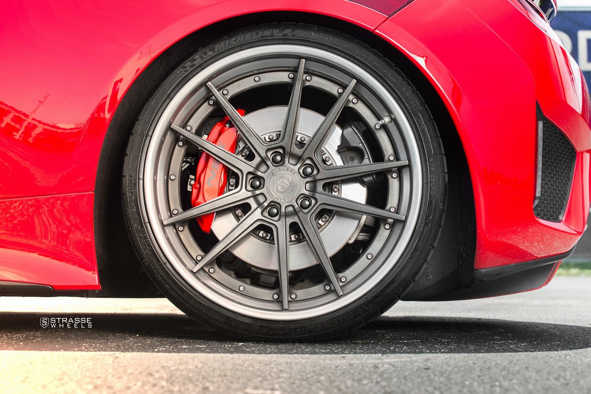 Acura-NSX-Strasse-15 Acura NSX Looks Killer With Strasse Wheels And Curva Red Paint