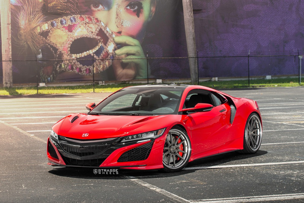 Acura-NSX-Strasse-1 Acura NSX Looks Killer With Strasse Wheels And Curva Red Paint