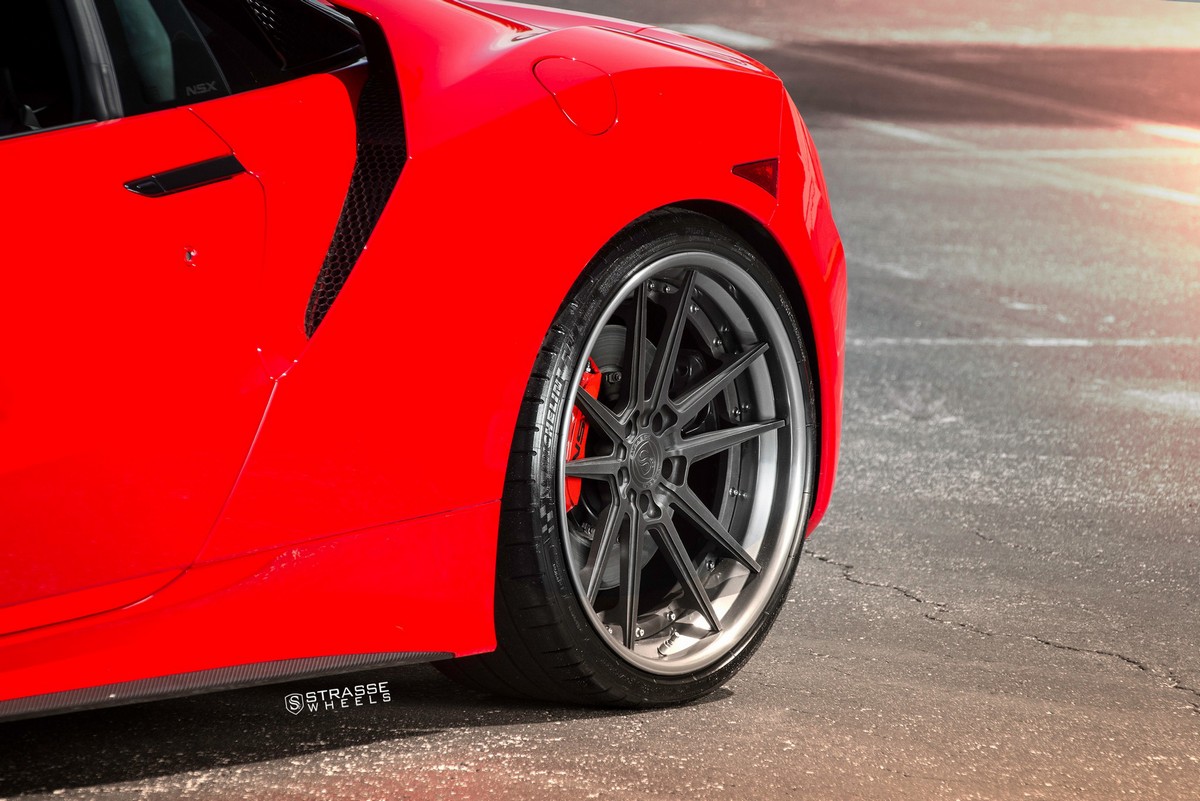 Acura-NSX-Strasse-12 Acura NSX Looks Killer With Strasse Wheels And Curva Red Paint