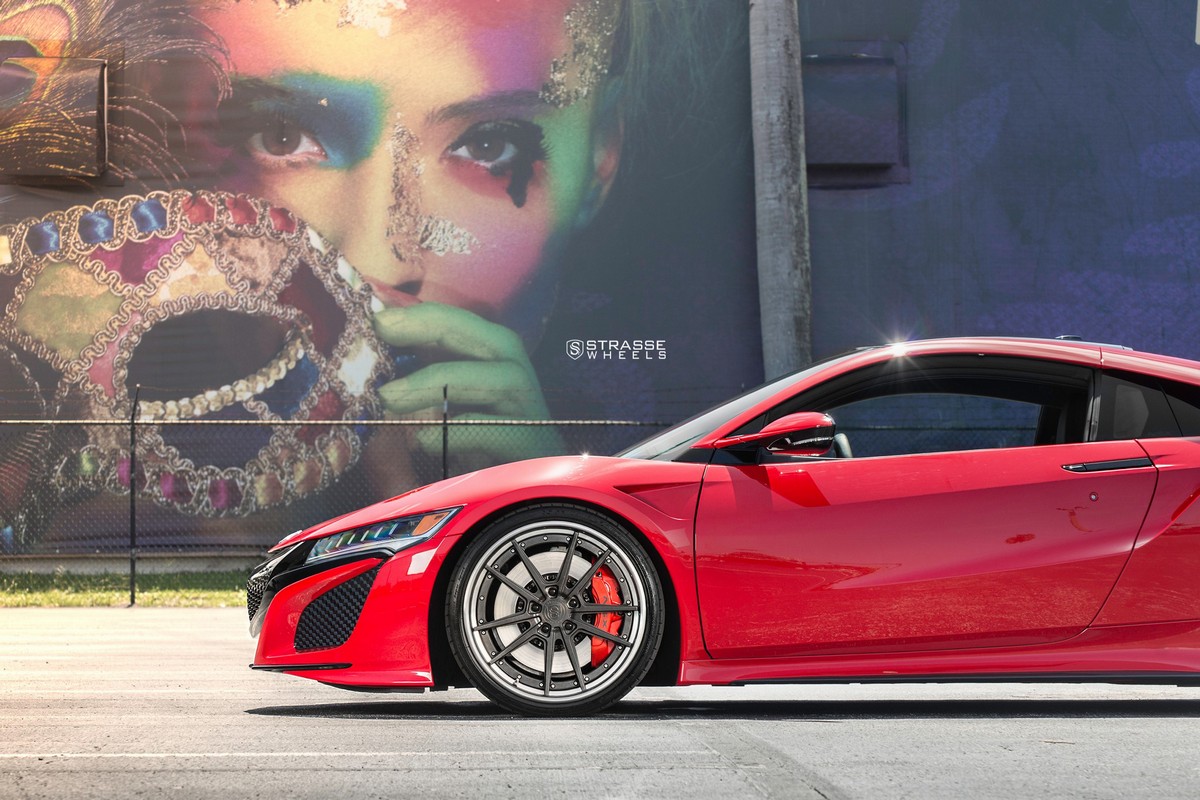 Acura-NSX-Strasse-13 Acura NSX Looks Killer With Strasse Wheels And Curva Red Paint