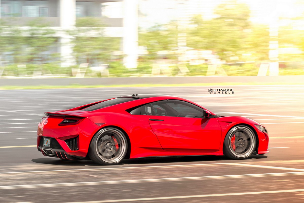Acura-NSX-Strasse-16 Acura NSX Looks Killer With Strasse Wheels And Curva Red Paint