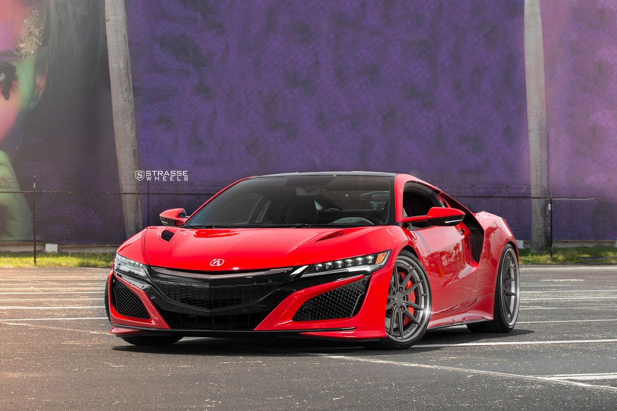 Acura-NSX-Strasse-5 Acura NSX Looks Killer With Strasse Wheels And Curva Red Paint
