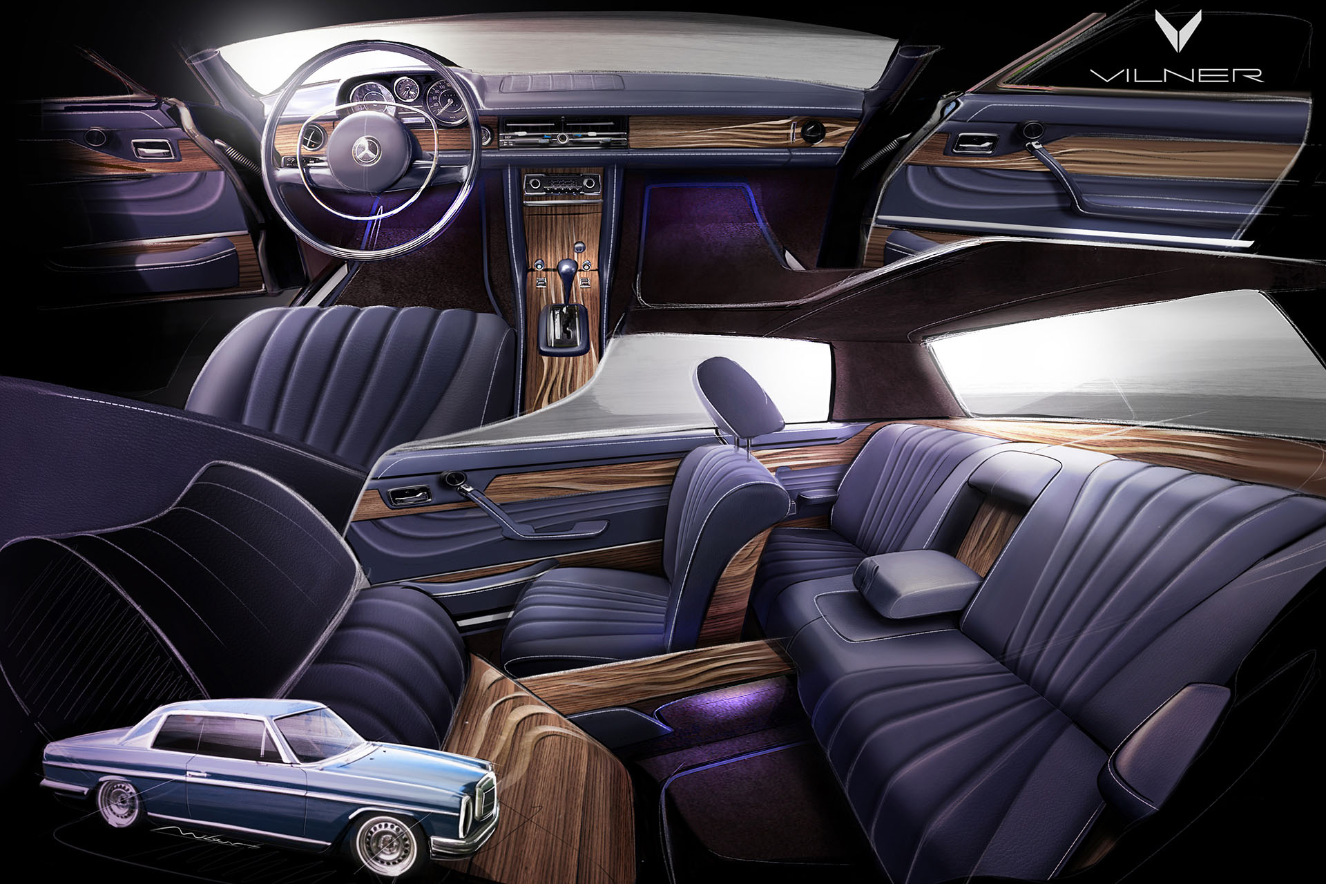 1970_mercedes_benz_250_ce_0 copy Vilner Restored A 1970 Mercedes 250 CE Using Pieces Of A Riva Boat