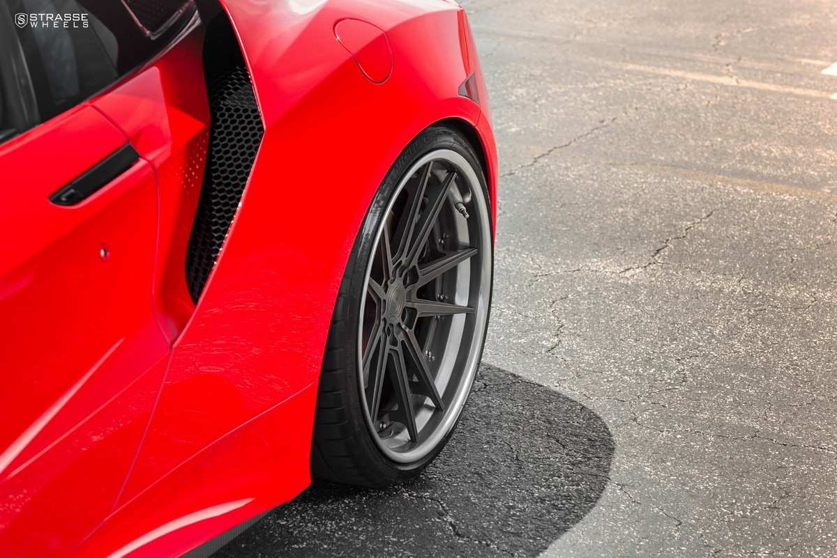 Acura-NSX-Strasse-9 Acura NSX Looks Killer With Strasse Wheels And Curva Red Paint