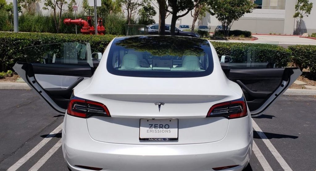 Tesla Model 3 Delivered With Three White Door Inserts And