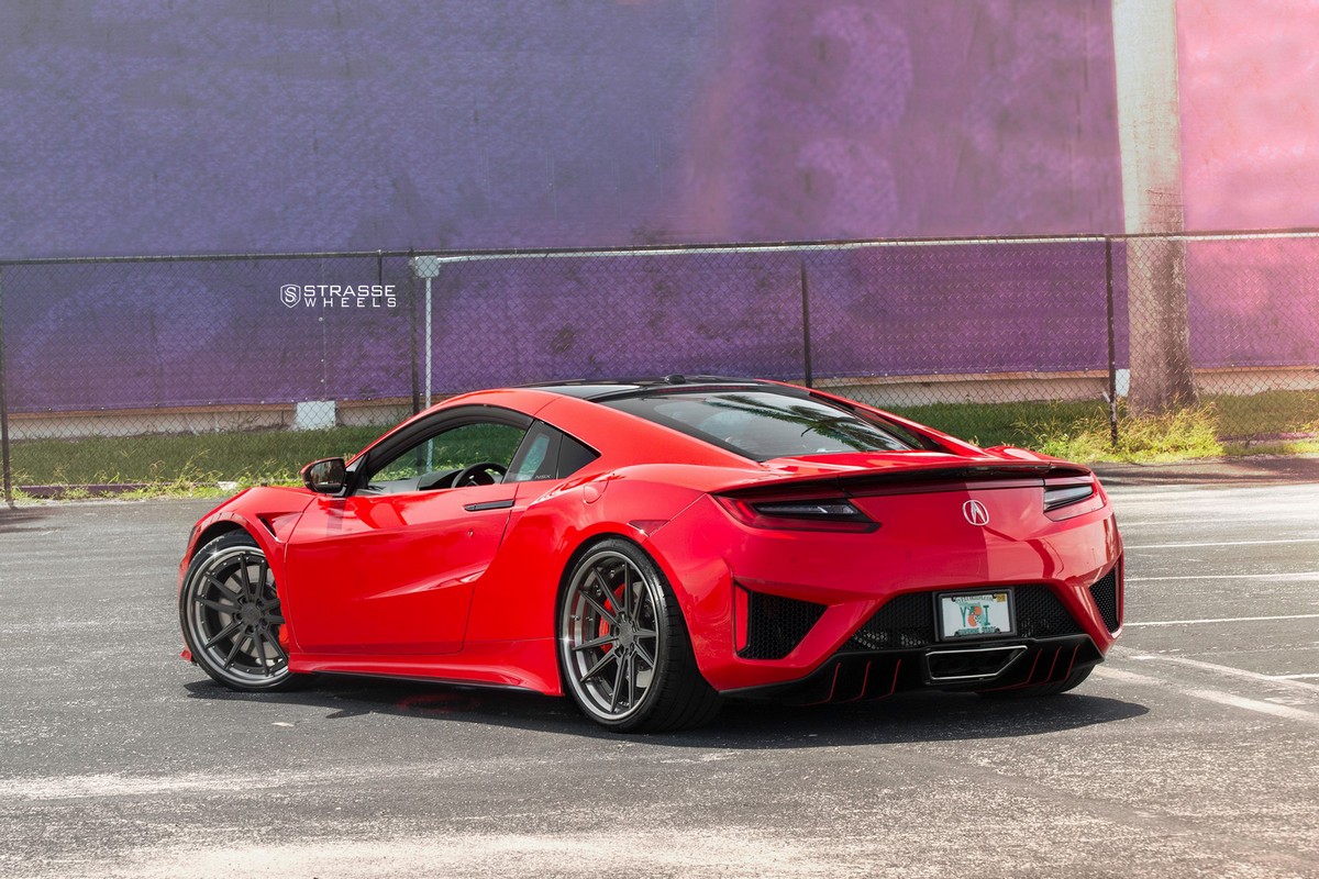 Acura-NSX-Strasse-10 Acura NSX Looks Killer With Strasse Wheels And Curva Red Paint