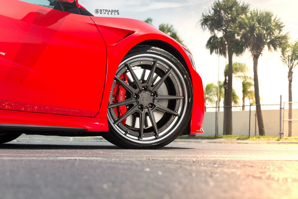 Acura-NSX-Strasse-3 Acura NSX Looks Killer With Strasse Wheels And Curva Red Paint