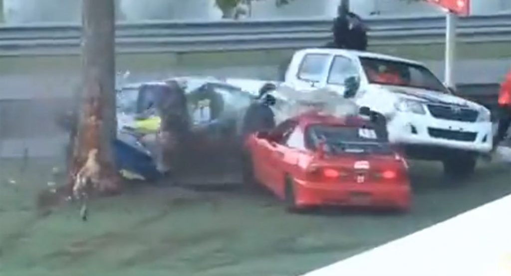 Civic Cut In Half, Driver Thrown Out Of Car In Horrific Racing Crash