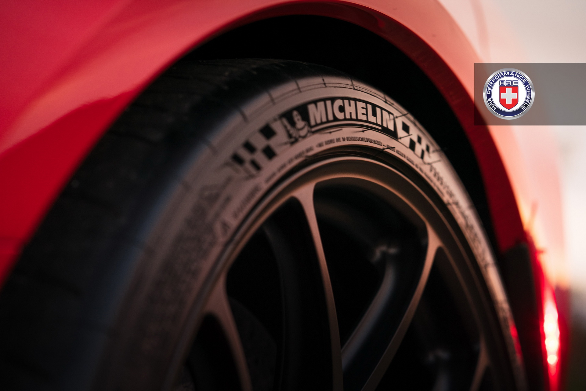 hre-corvette-zr1-red-11 Long Beach Red Corvette ZR1 Puts On Satin Black Wheels For Sunset Pose