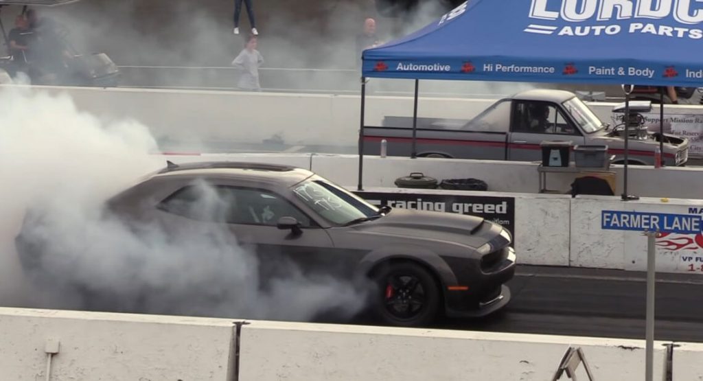 Dodge Demon Demolishes The Drag Strip, Runs 1/4-Mile In 9.83 Seconds ...