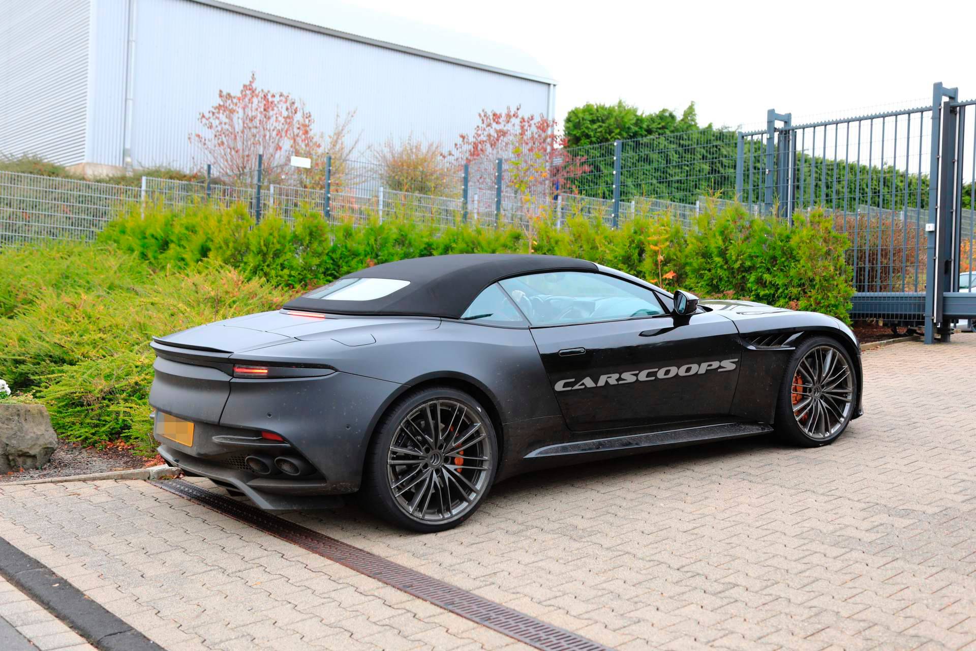 2019 Aston Martin DBS Superleggera Volante spy shots 2 Camo-Free Aston Martin DBS Superleggera Volante Reveals Its Soft Top