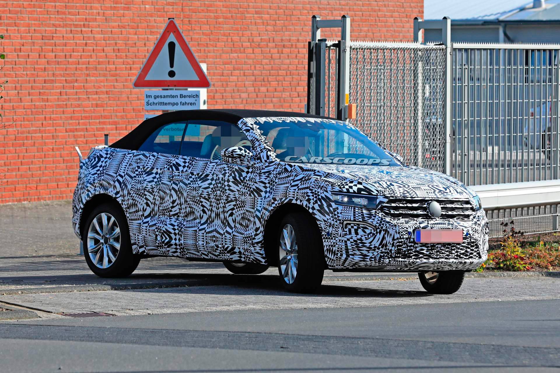 2020 VW T-Roc Cabriolet spy shots 2 2020 VW T-Roc Convertible SUV Reveals Its Soft Top For The First Time