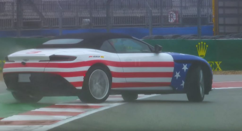 Red Bull’s F1 Stars Drift An Aston Martin DB11 At Wet Austin Track