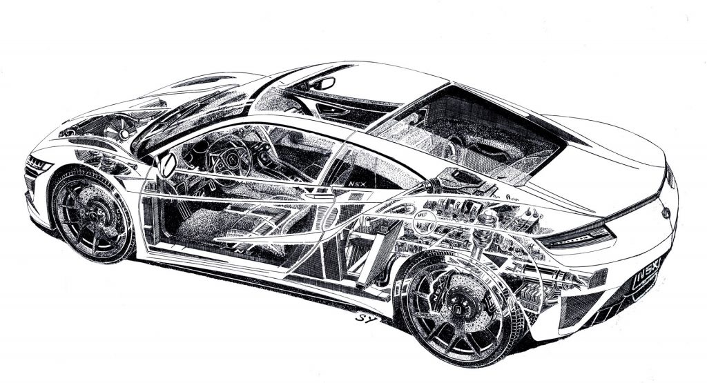 Acura NSX Cutaway Sketch Is Pure Electro-Mechanical Porn