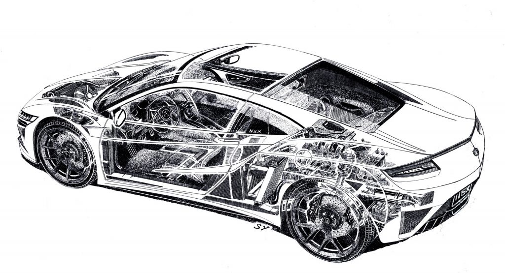  Acura NSX Cutaway Sketch Is Pure Electro-Mechanical Porn