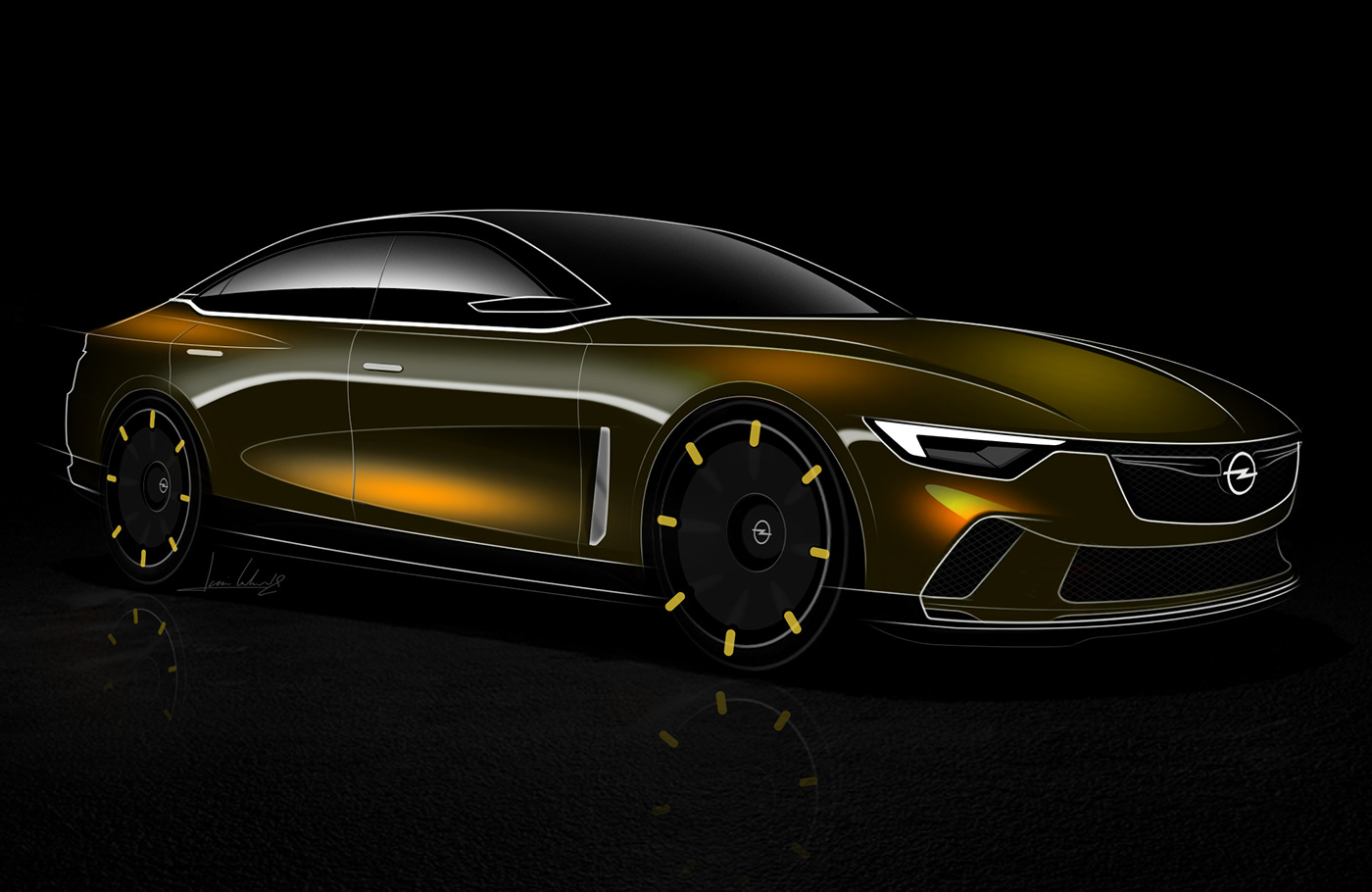 new opel rekord rendering 1 Opel Rekord Imagined As A 21st Century Flagship