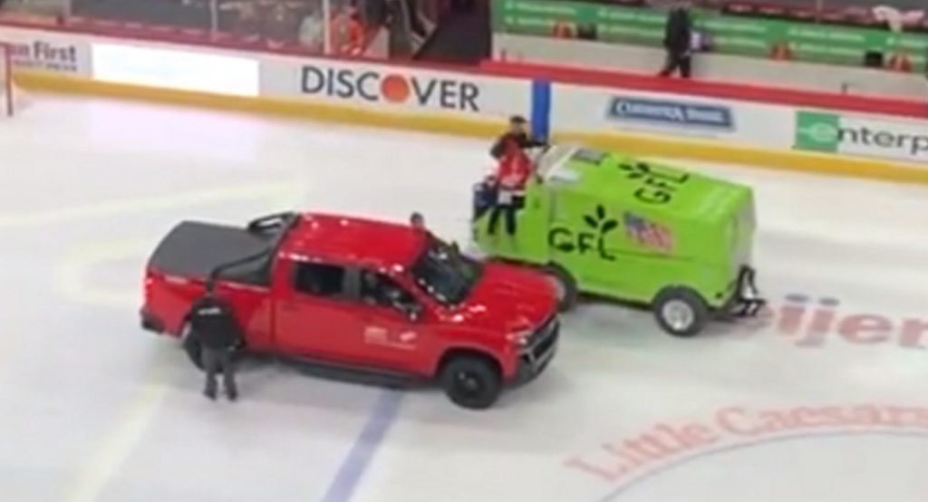  Marketing Fail: Chevy Silverado Dies At Red Wings Game, Forces Zambonis To Drive Around It