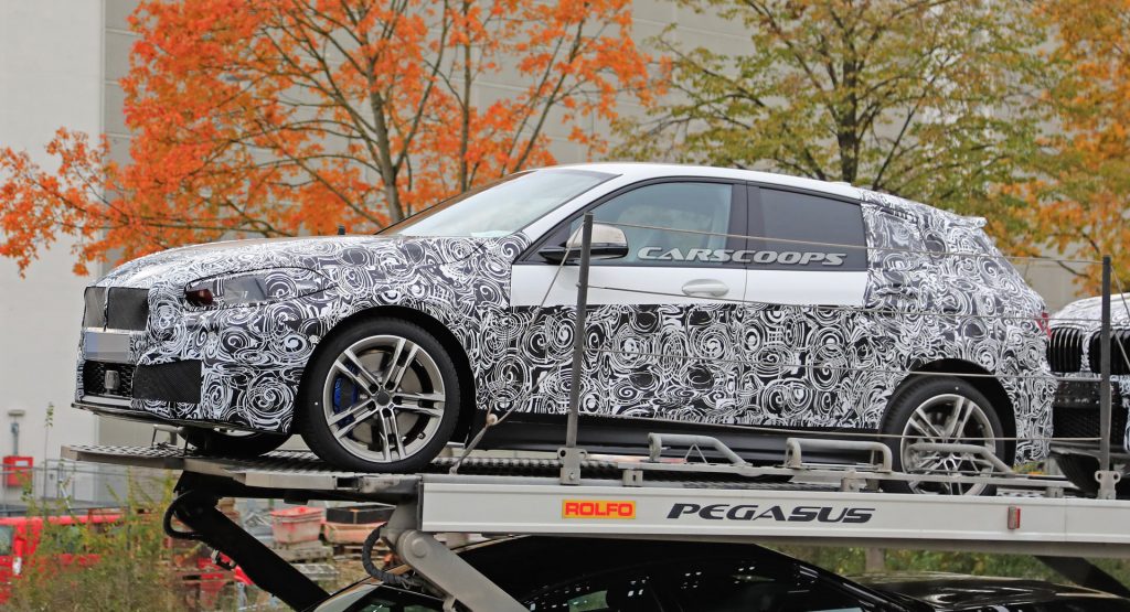  2019 BMW 1-Series Spotted With Less Camo On A Car Carrier