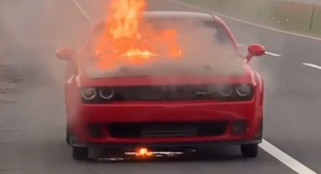  An Unlucky Dodge Challenger Demon Has Been Destroyed By Fire