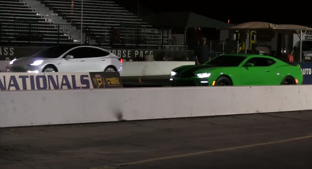  Tesla Model 3 Teaches Mustang And Camaro A Thing Or Two About Drag Racing
