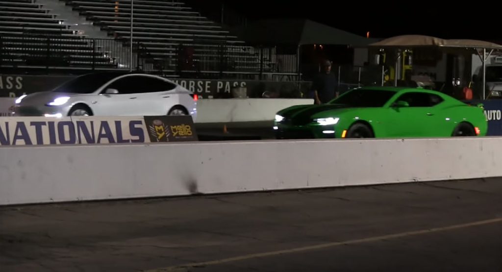 Tesla Model 3 Teaches Mustang And Camaro A Thing Or Two About Drag Racing