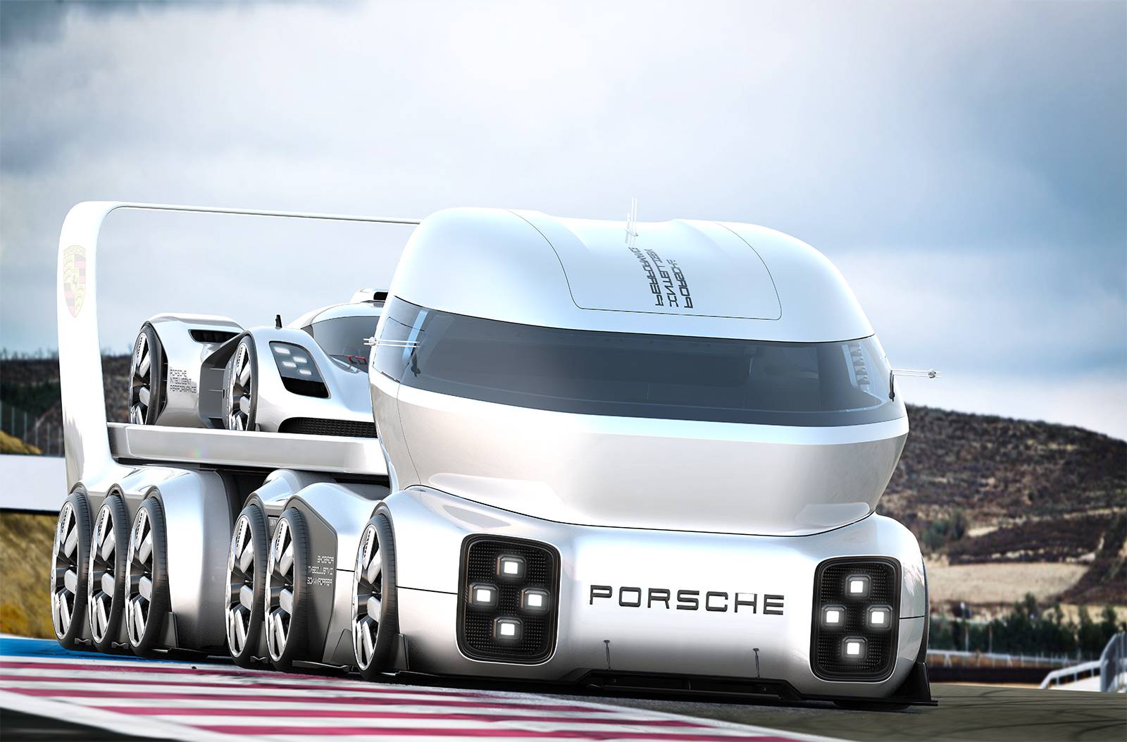 Porsche GT Vision Truck by Alexander Imnadze 7 Porsche GT Vision Truck Would Haul Le Mans Racers And Then Race, Too