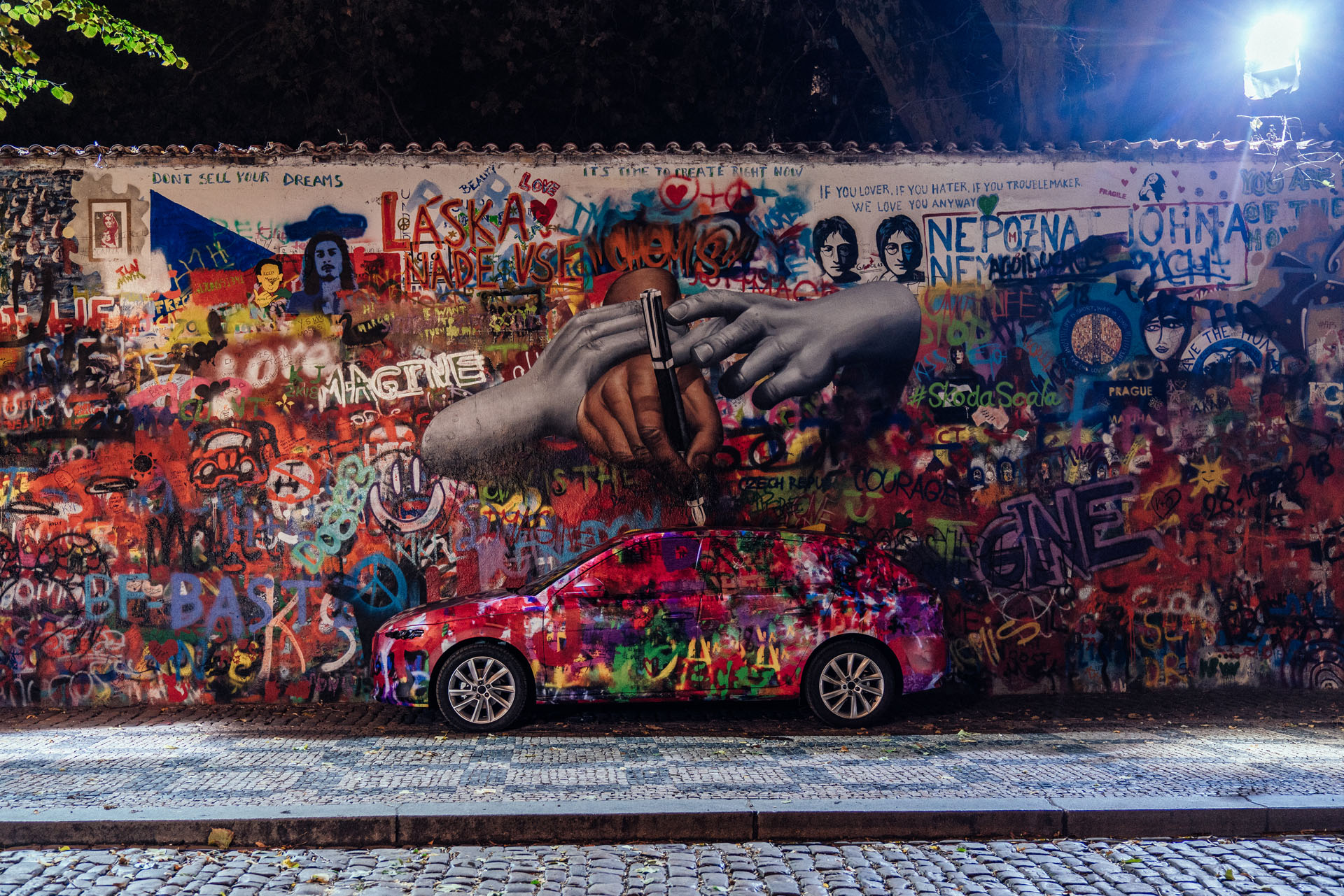 scala-skoda-lennon-wall-prague copy Watch 2019 Skoda Scala’s World Debut Live From Tel Aviv Right Here