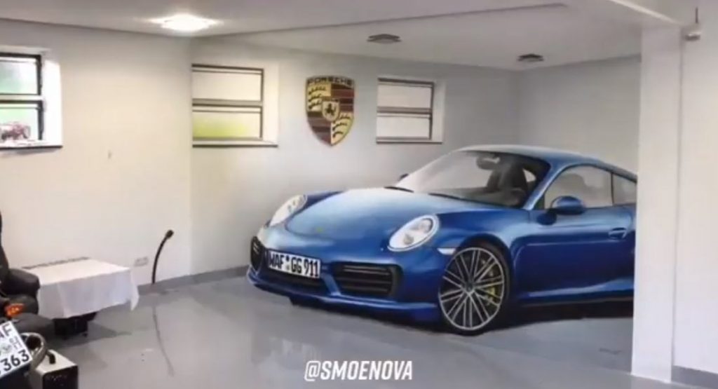  This Guy Painted A 3D Image Of A Porsche 911 On His Wall And It Looks Awesome