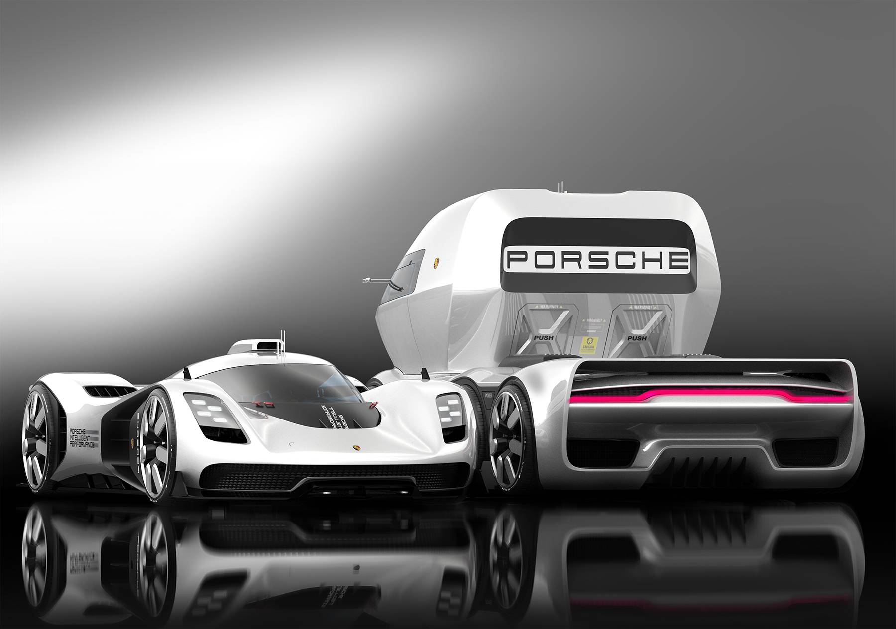 Porsche GT Vision Truck by Alexander Imnadze 11 Porsche GT Vision Truck Would Haul Le Mans Racers And Then Race, Too