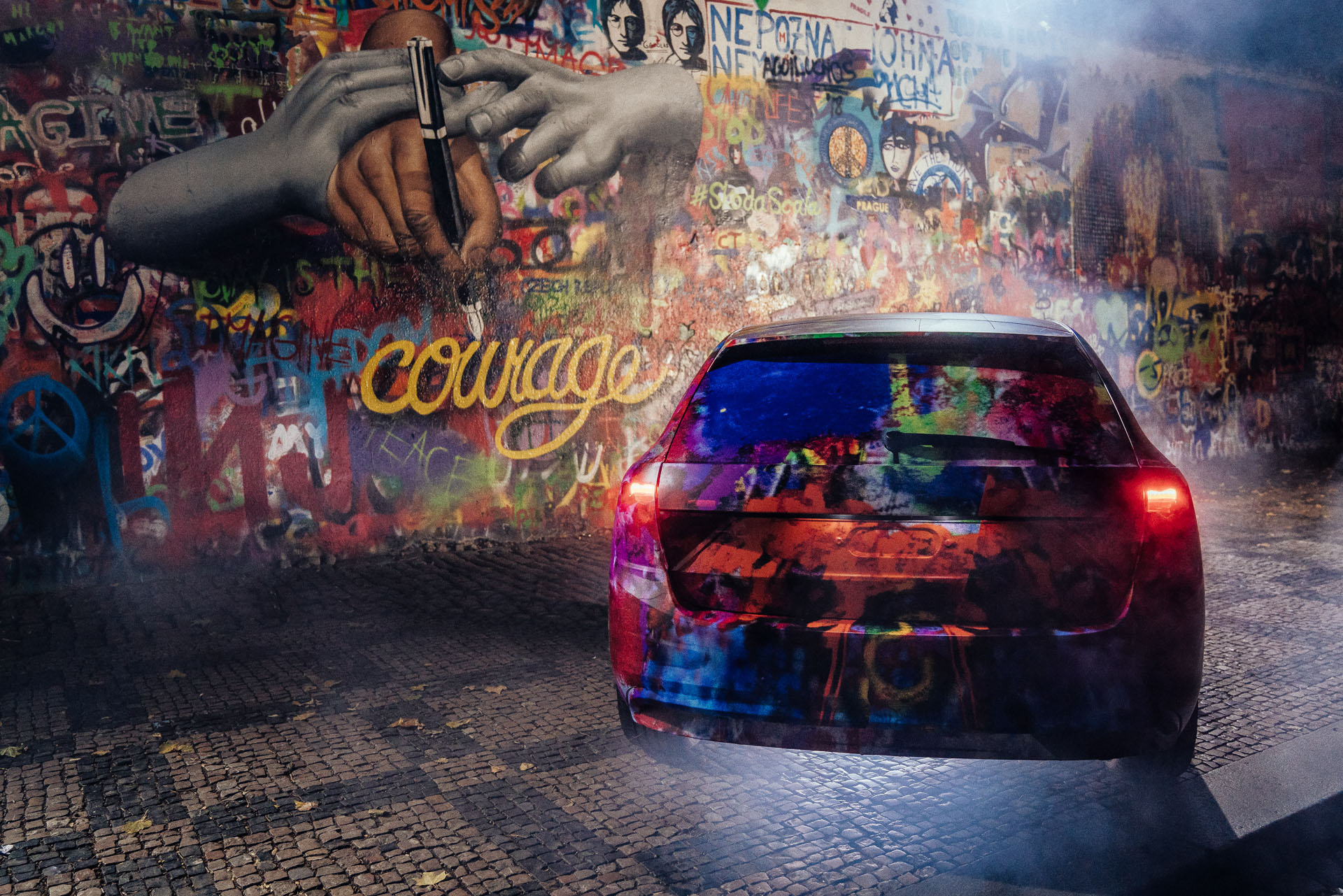 skoda-scala-camouflage-lennon-wall-back copy Watch 2019 Skoda Scala’s World Debut Live From Tel Aviv Right Here