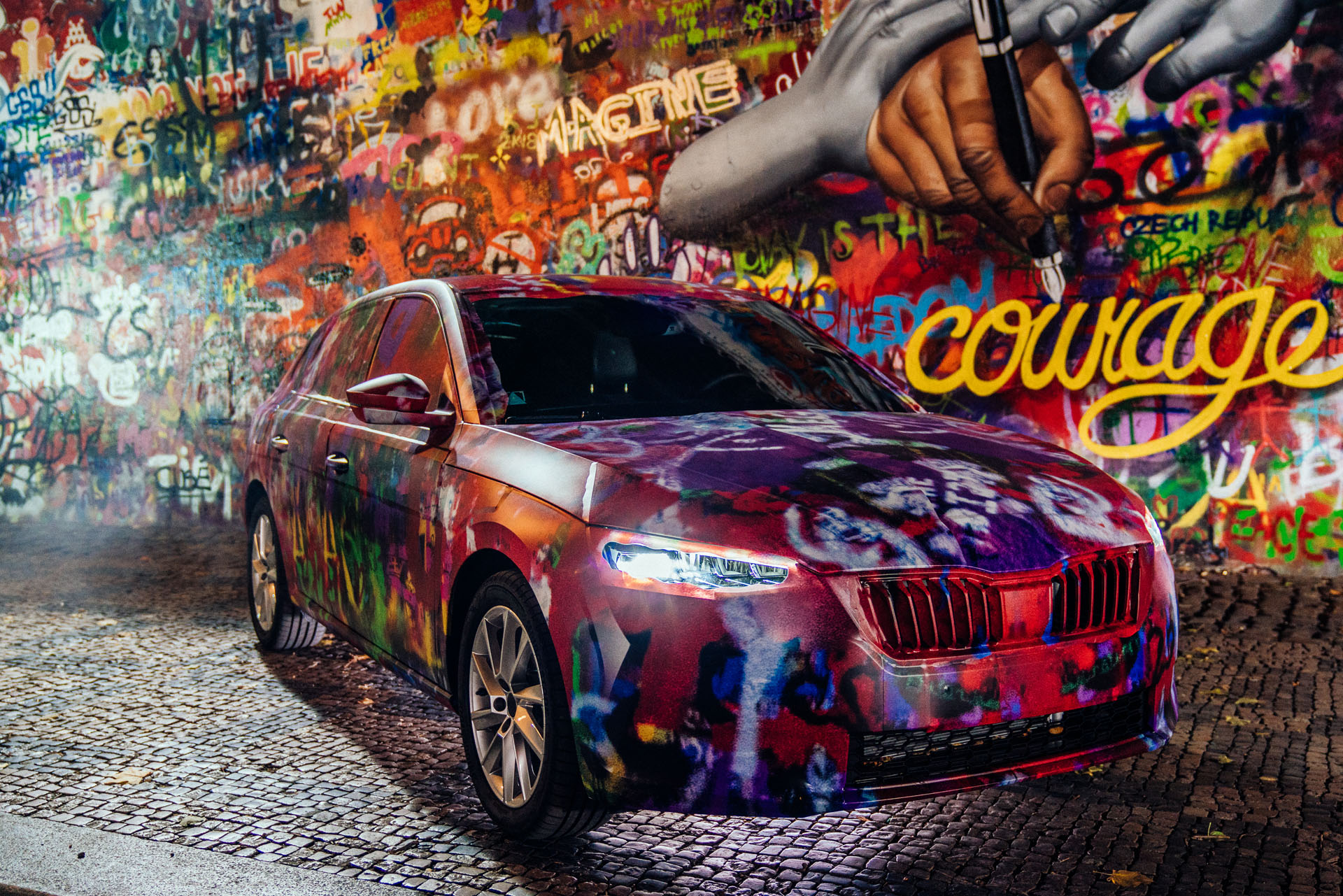 skoda-scala-camouflage-lennon-wall-front-light copy Watch 2019 Skoda Scala’s World Debut Live From Tel Aviv Right Here