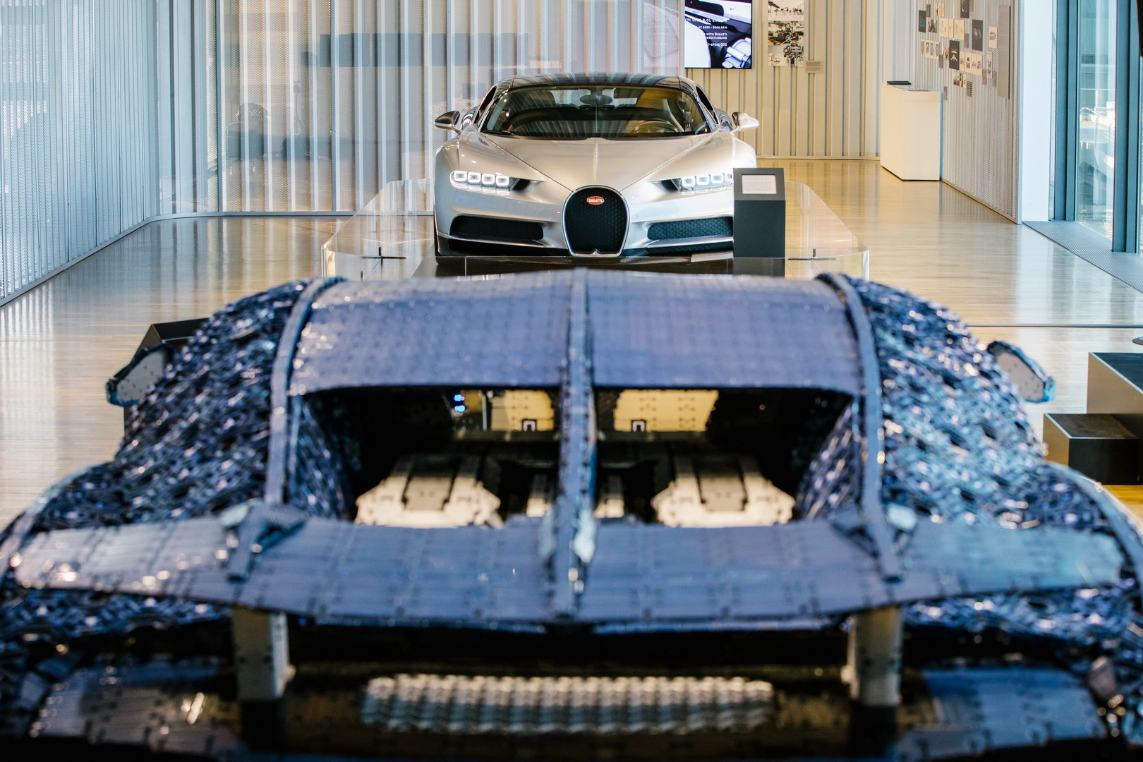 bugatti chiron lego chiron autostadt 2 Life-Size Lego Bugatti Chiron Joins The Real Thing At VW Car Museum
