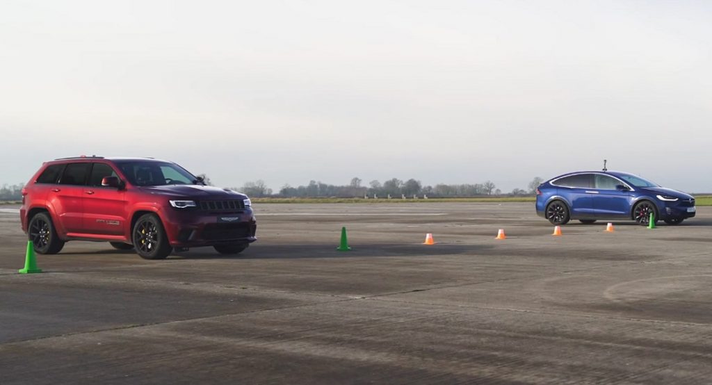 Can The 707hp Jeep Grand Cherokee Trackhawk Beat The Tesla Model X P100D?