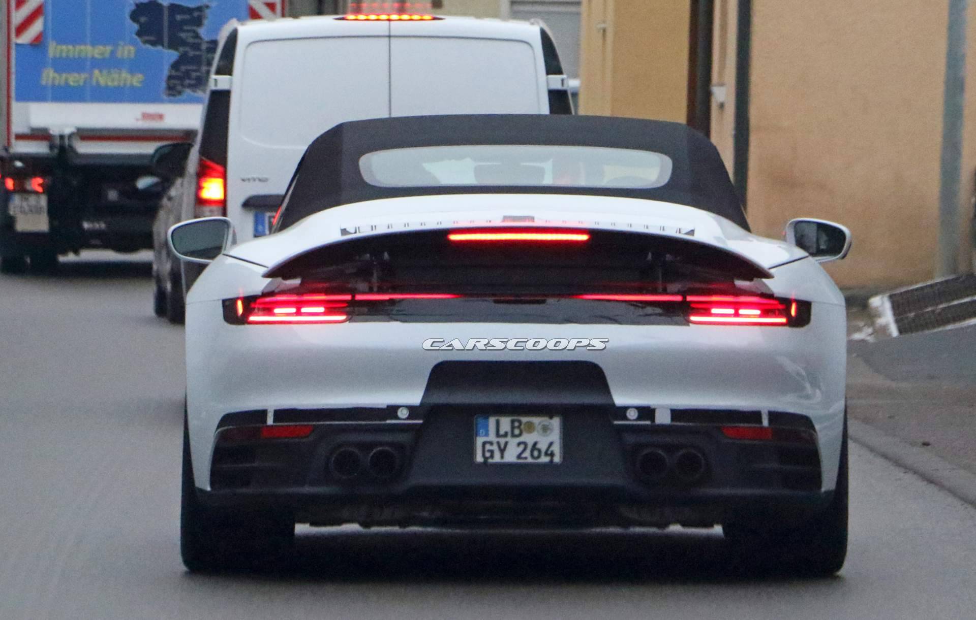 2020 Porsche 911 Cabriolet spy shots 34 2020 Porsche 911 Cabriolet Drops Camo, Wears “Envy Green” Paint
