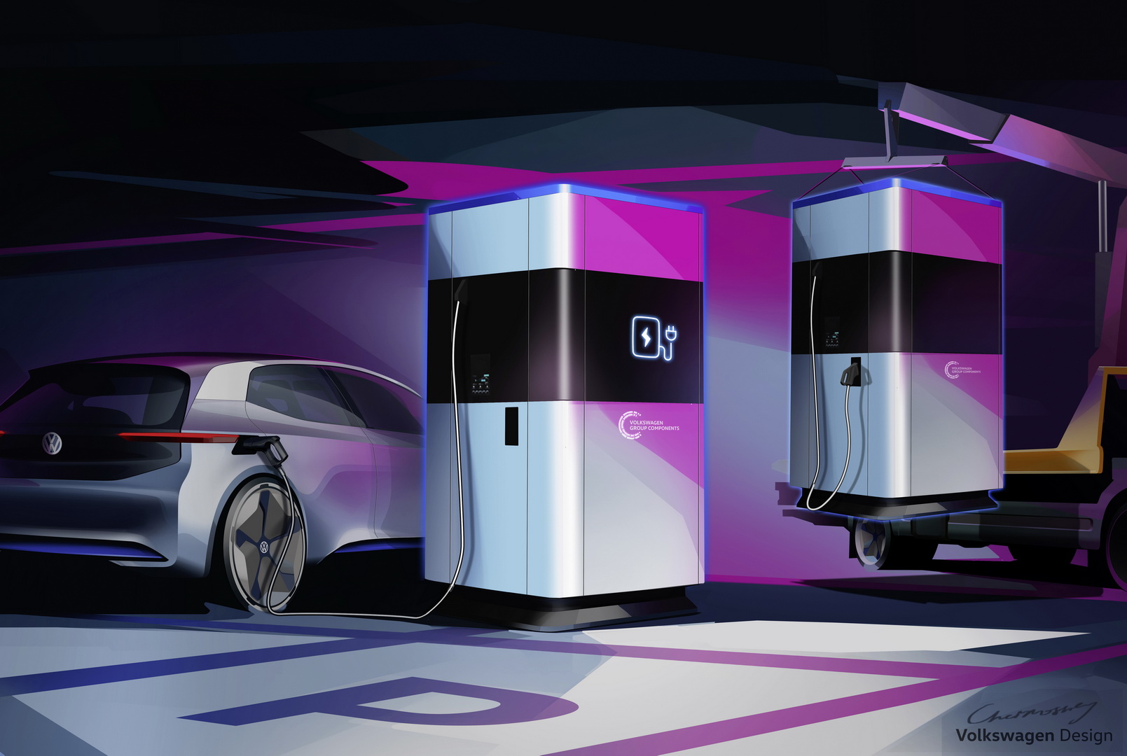 vw mobile charging station 1 Volkswagen Creates Power Banks For EVs, Mass Production Set For 2020