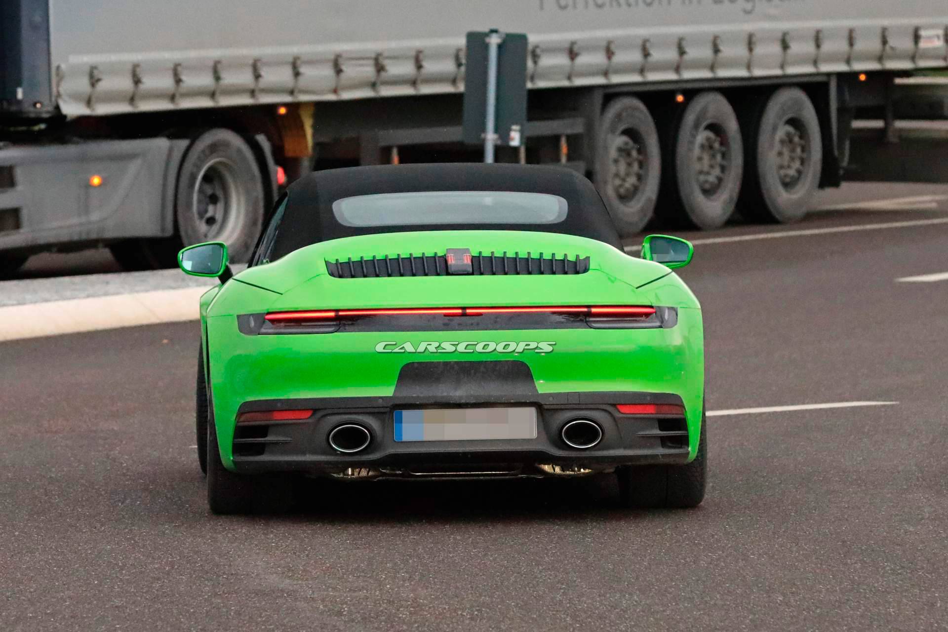 2020 Porsche 911 Cabriolet spy shots 11 2020 Porsche 911 Cabriolet Drops Camo, Wears “Envy Green” Paint