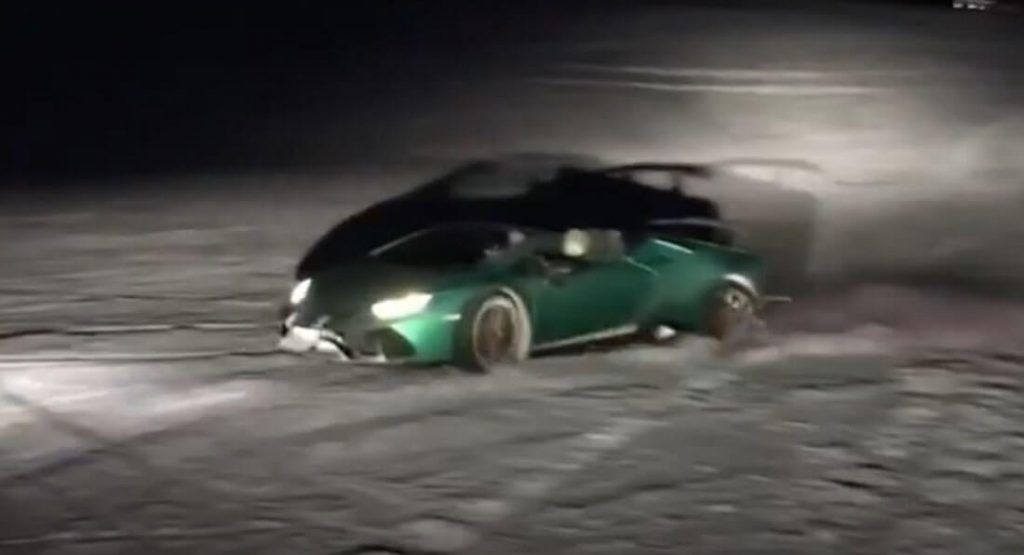  Lambo Huracan Performante Powerslides On Ski Slope, Urus Joins The Party