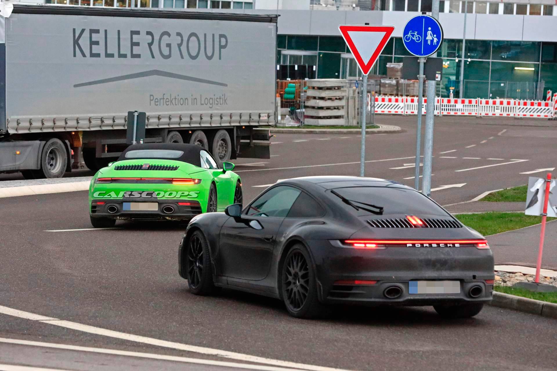 2020 Porsche 911 Cabriolet spy shots 12 2020 Porsche 911 Cabriolet Drops Camo, Wears “Envy Green” Paint