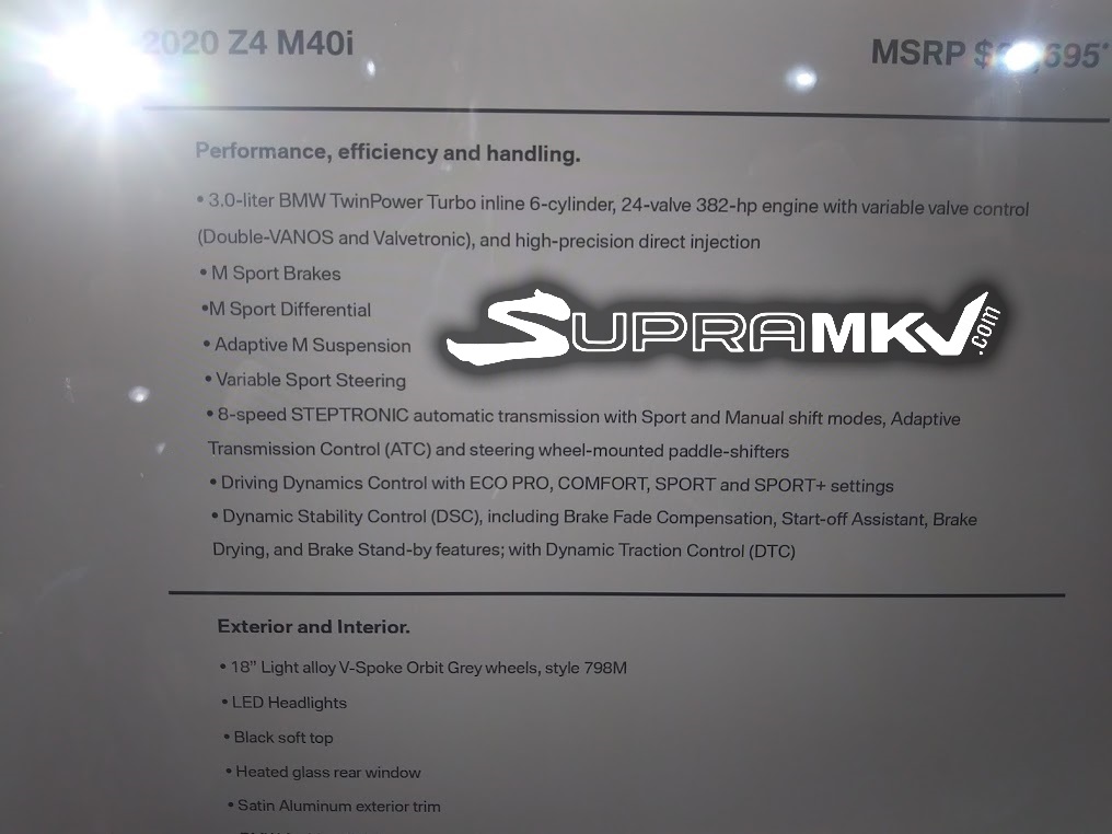 2020 bmw z4 m40i usa pricing 1 2020 BMW Z4 U.S. Pricing Leaked, Will Start At $64,695