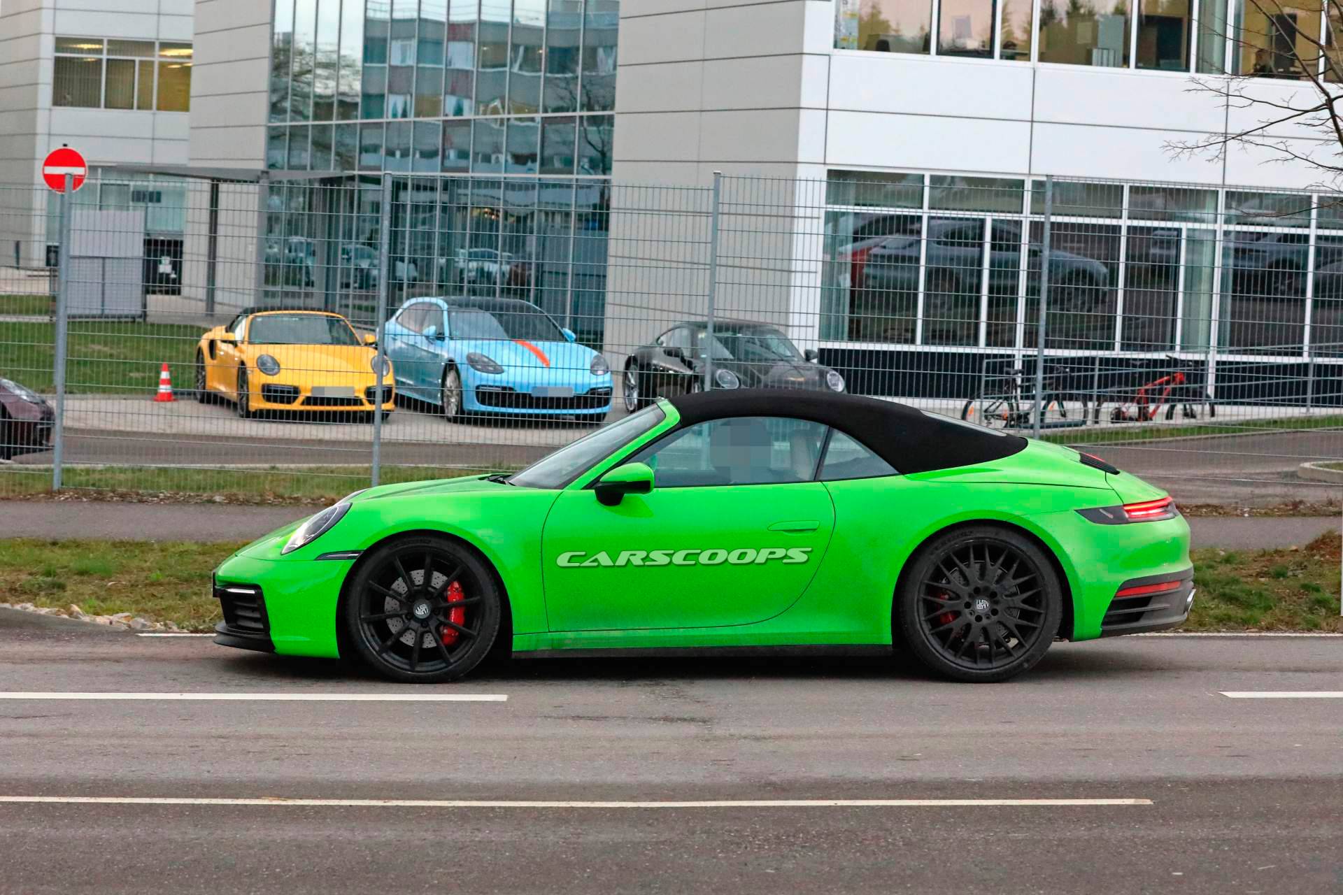 2020 Porsche 911 Cabriolet spy shots 6 2020 Porsche 911 Cabriolet Drops Camo, Wears “Envy Green” Paint