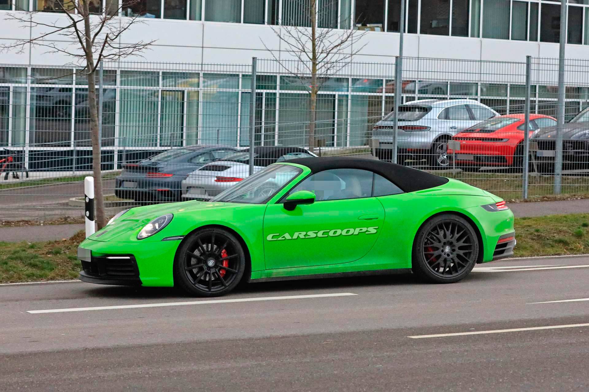 2020 Porsche 911 Cabriolet spy shots 5 2020 Porsche 911 Cabriolet Drops Camo, Wears “Envy Green” Paint
